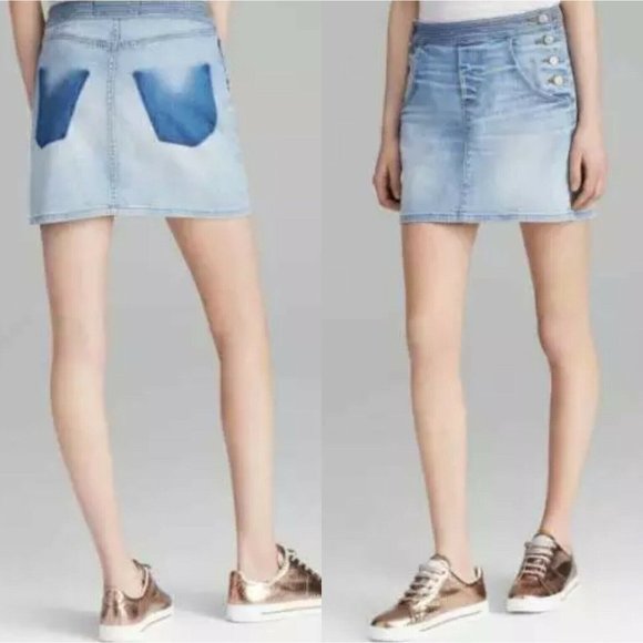 Marc by Marc Jacobs Jahoo Blue Washed Denim A-line Jeans Mini Skirt SIZE 2 $178 - Picture 1 of 11